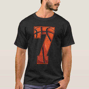 Basketball Siebter 7. Geburtstag Junge Mädchen Sie T-Shirt
