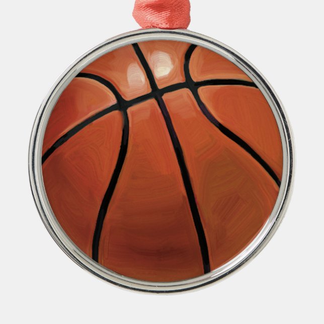Basketball Silbernes Ornament (Vorne)