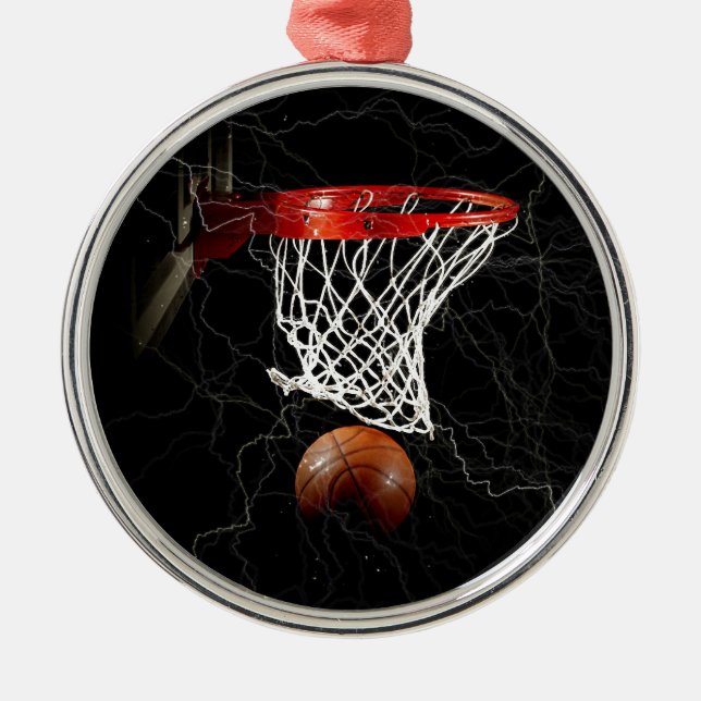 Basketball Silbernes Ornament (Vorne)