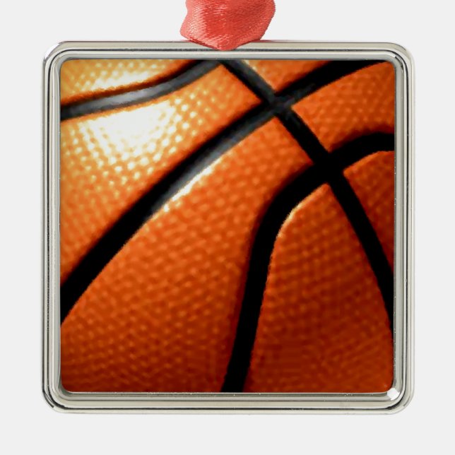 Basketball Silbernes Ornament (Vorne)