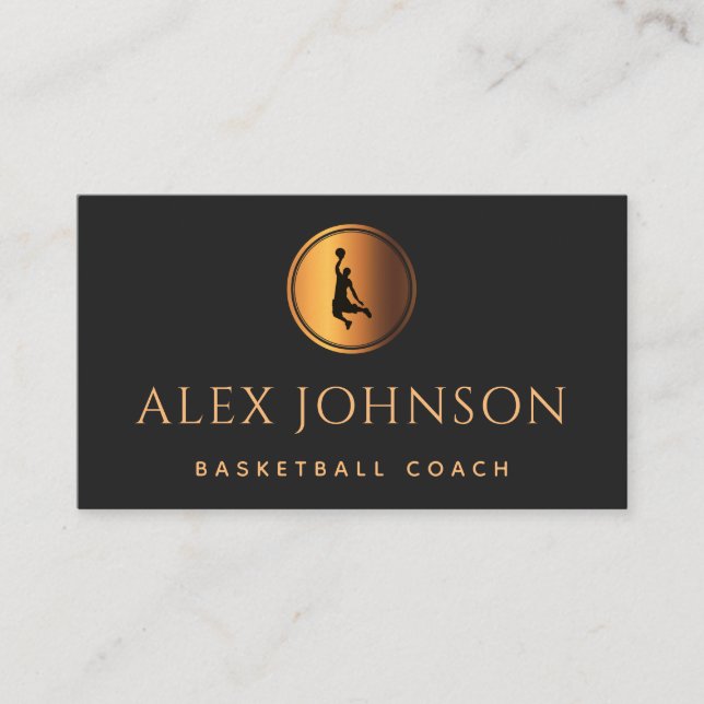 Basketball Silhouette Basketball-Basketballtrainer Visitenkarte (Vorderseite)