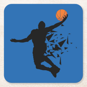 Basketball-Silhouette Rechteckiger Pappuntersetzer