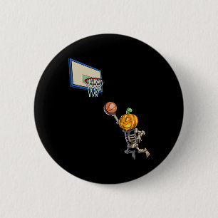 Basketball Skeletball Halloween Men Boys Basketbal Button