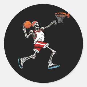 Basketball Skeletball Halloween Men Boys Basketbal Runder Aufkleber
