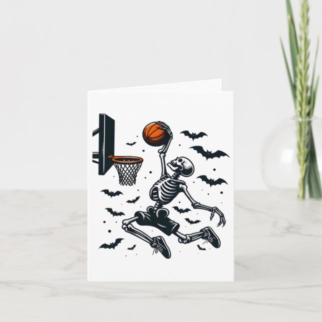 Basketball Skeleton Halloween Skeleton Basketball Karte (Vorderseite)