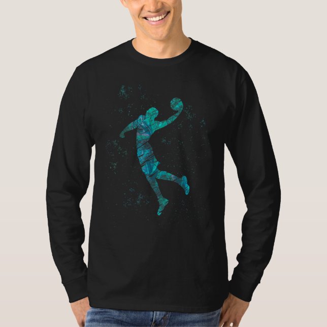 Basketball Slam Dunk Silhouette Distressive Retro  T-Shirt (Vorderseite)