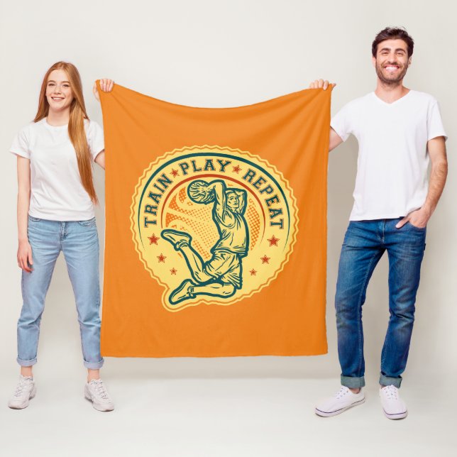 Basketball Slam Dunk Vintages Design Fleecedecke (Beispiel)