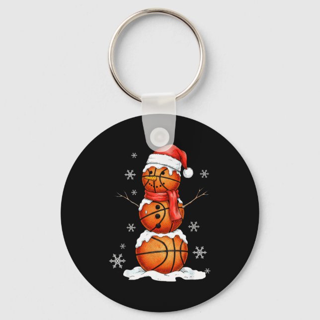 Basketball Snowman Christmas Holiday Srts Xmas Paj Schlüsselanhänger (Vorderseite)
