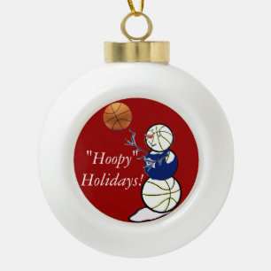 Basketball Snowman Keramik Kugel-Ornament