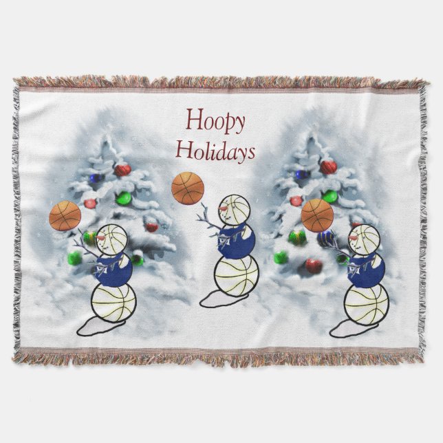 Basketball Snowman Weihnachten Decke (Vorderseite)