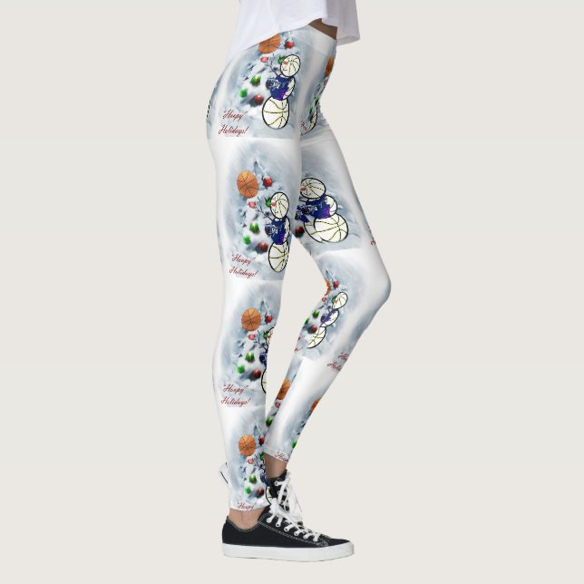 Basketball Snowman Weihnachten Leggings (Rechts)