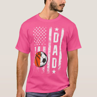 Basketball Soccer Vater Us Flag Fußball Basketball T-Shirt