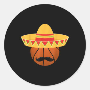 Basketball Sombrero für Cinco de Mayo Fiesta Celeb Runder Aufkleber