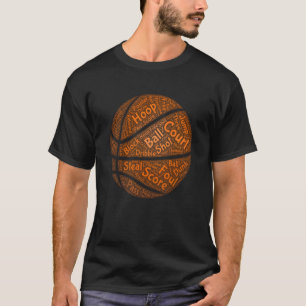 Basketball Spiel Silhouette Word Cloud Basketball T-Shirt