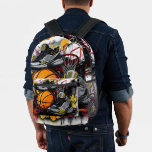 Basketball spielen in meinen alten Glückssneakern Bedruckter Rucksack