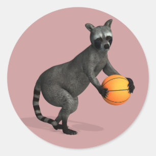 Basketball spielender Waschbär Runder Aufkleber