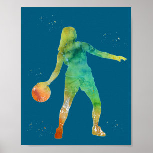 Basketball spielendes Mädchen Poster