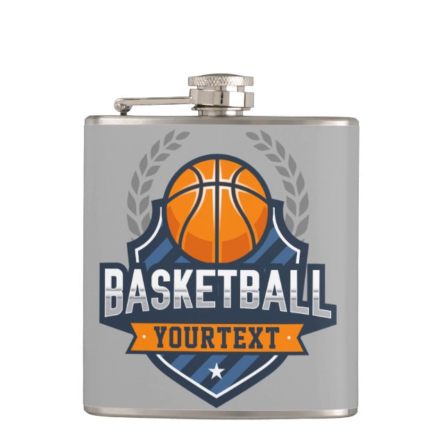 Basketball Spieler ADD NAME Varsity School Team Flachmann (Vorderseite)