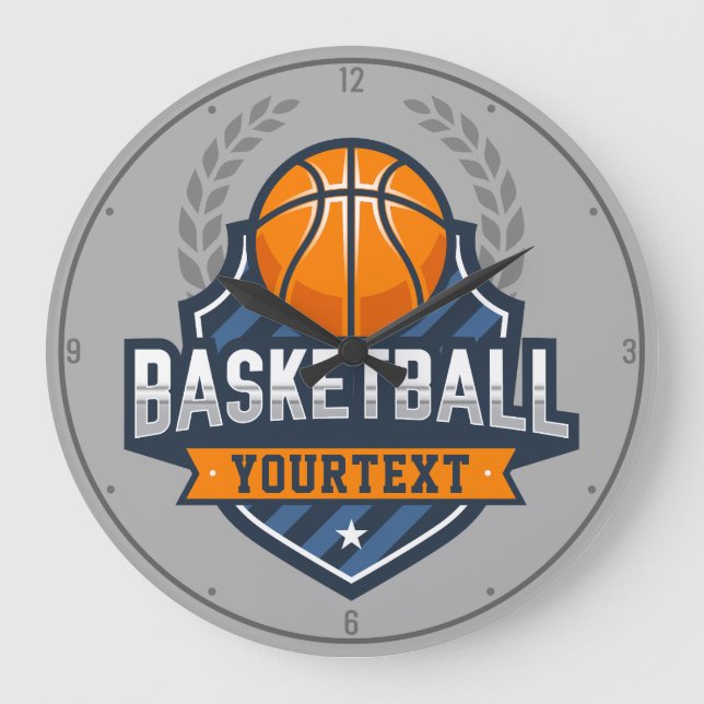 Basketball Spieler ADD NAME Varsity School Team Große Wanduhr (Vorderseite)