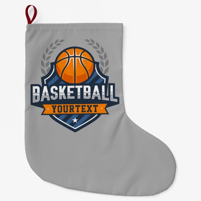 Basketball Spieler ADD NAME Varsity School Team Großer Weihnachtsstrumpf (Vorderseite)