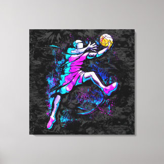 Basketball-Spieler - Ball Slam Dunk - Streetball Leinwanddruck