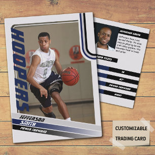 Basketball Spieler Custom Trading Card Black Blue Telefonnummerkarte