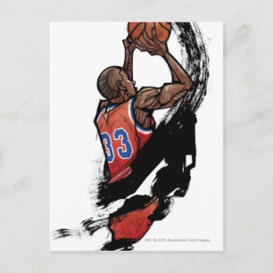Basketball-Spieler, der Ball hält Postkarte