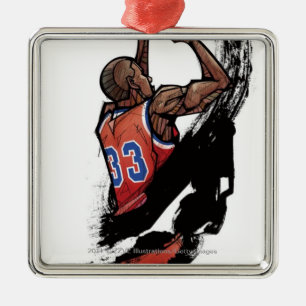 Basketball-Spieler, der Ball hält Silbernes Ornament