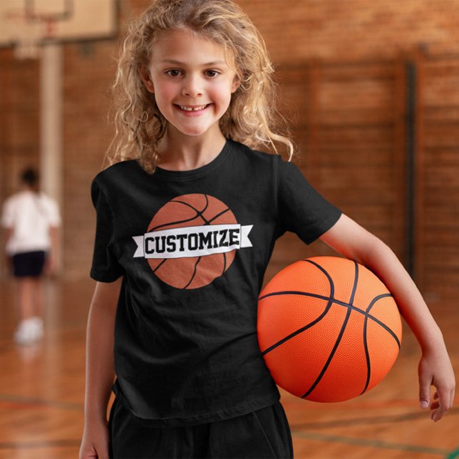 Basketball-Spieler der Mädchen - Benutzerdefiniert T-Shirt (Girls basketball team shirts with custom team name or text.)