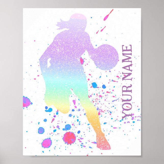 Basketball Spieler Girl Coach Gradient Team Court Poster (Vorne)