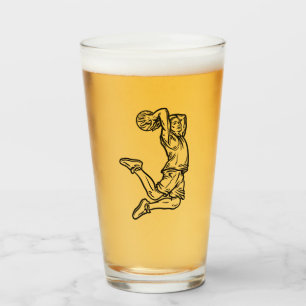 Basketball-Spieler macht Slam Dunk Dunkles Design Glas