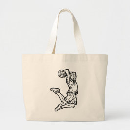 Basketball-Spieler macht Slam Dunk Dunkles Design Jumbo Stoffbeutel