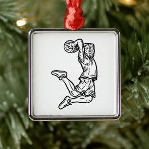 Basketball-Spieler macht Slam Dunk Dunkles Design Ornament Aus Metall