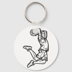 Basketball-Spieler macht Slam Dunk Dunkles Design Schlüsselanhänger