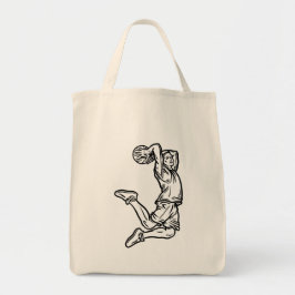 Basketball-Spieler macht Slam Dunk Dunkles Design Tragetasche