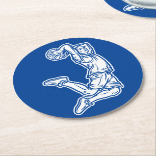 Basketball-Spieler macht Slam Dunk Light Design Runder Pappuntersetzer