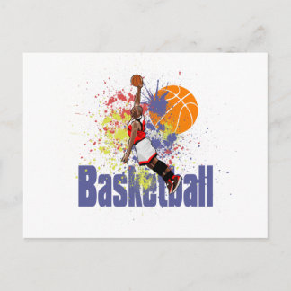 Basketball-Spieler mit Farbe spritzt Postkarte