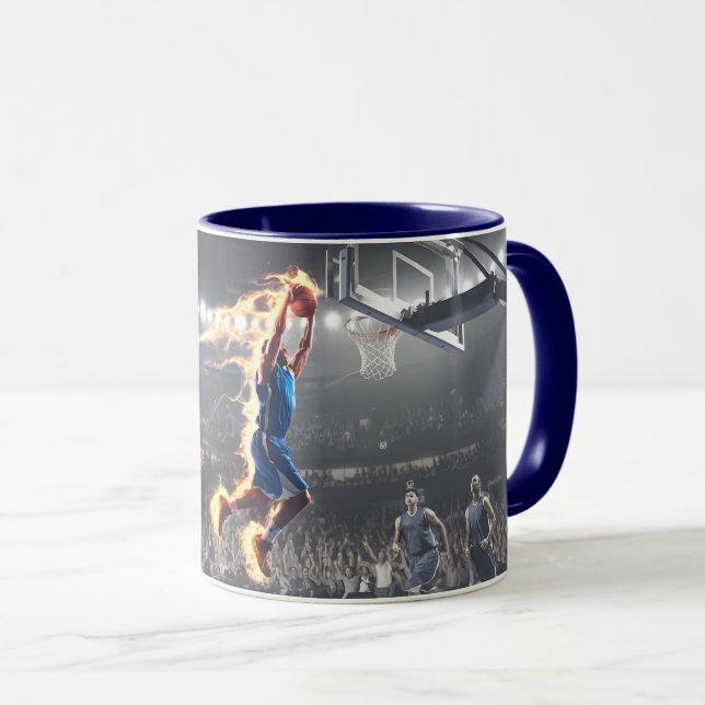 Basketball-Spieler mit Feuerschieber Dunk #2 Tasse (VorderseiteRechts)