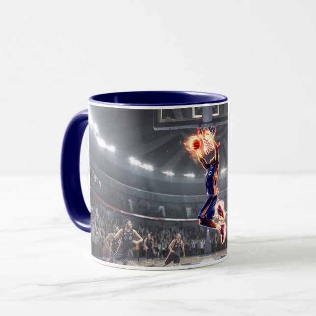 Basketball-Spieler mit Feuerschieber Dunk #3 Tasse (Vorderseite Links)