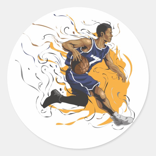 Basketball-Spieler Nr. 7 Runder Aufkleber (Vorderseite)