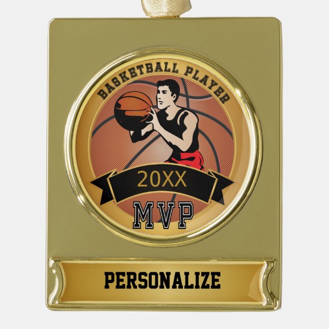 Basketball-Spieler | personifizieren | Banner-Ornament Gold (Vorderseite)