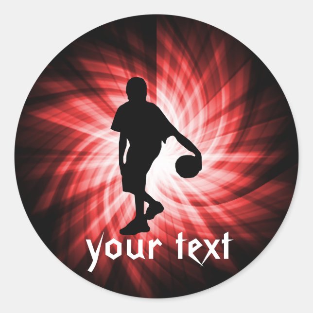 Basketball-Spieler, rot Runder Aufkleber (Vorderseite)