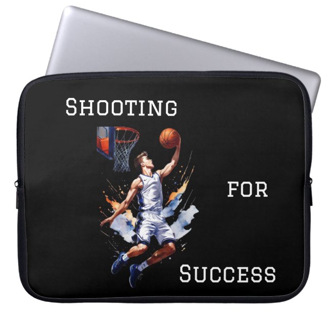 Basketball-Spieler-Shooting Hoops Aquarellbilder Laptopschutzhülle (Vorderseite)