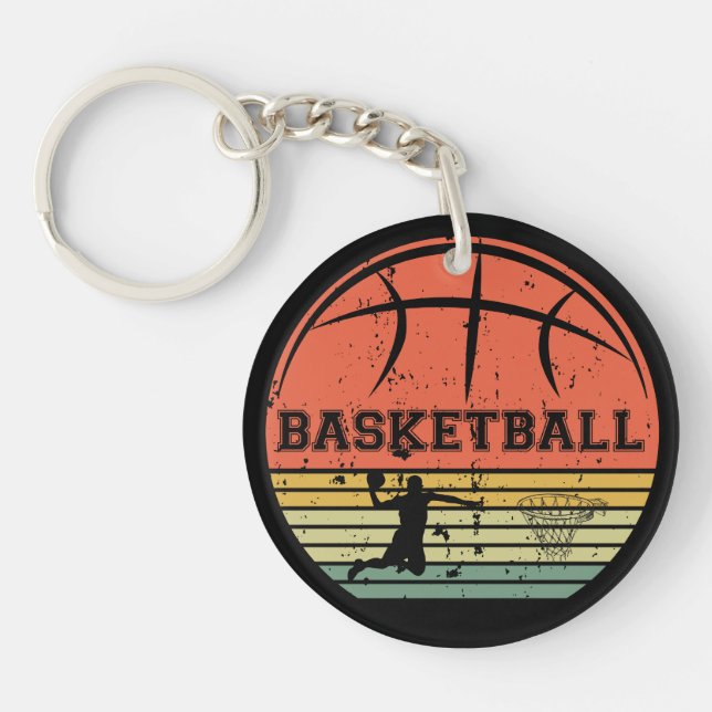 Basketball-Spieler Slam dunk Vintag Retro-Sonnenun Schlüsselanhänger (Vorderseite)