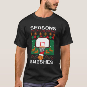Basketball-Spieler Ugly Sweater Seasons sucht nach T-Shirt