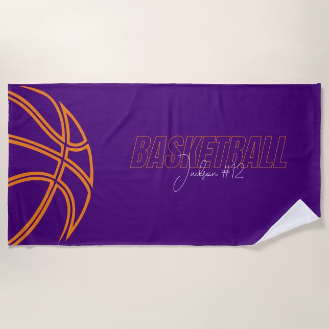 Basketball Spielername Coach Lila Sports Strandtuch (Vorderseite)