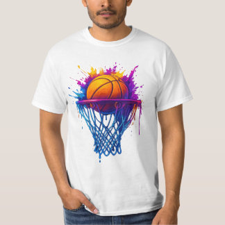 Basketball Splash Art - Vibrierendes Sportdesign T-Shirt