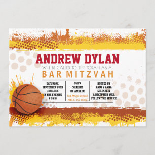 BASKETBALL SPLASH Bar Mitzvah Invitation