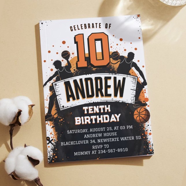 Basketball Sport Anniversaire Fête Invitation (Basketball Sport Birthday Party Invitation )
