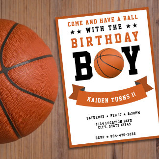 Basketball Sport Bday Boy 1. Geburtstag Party Einladung